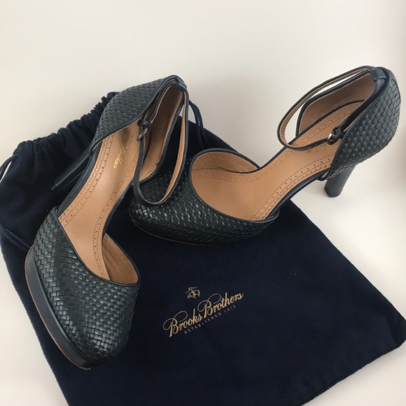BROOKS BROTHERS woven calfskin ankle strap heels - Picture 3 of 7